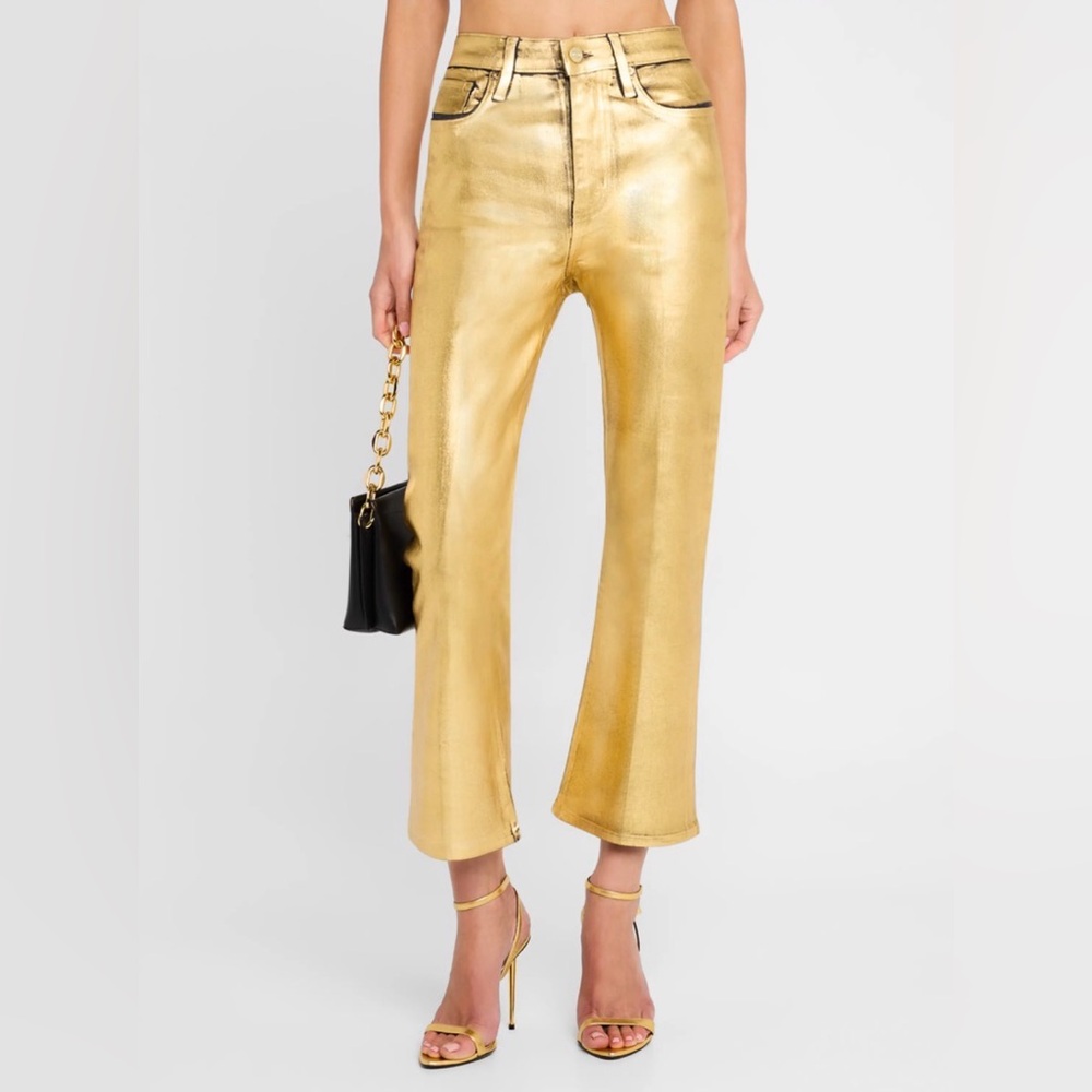 • FRAME • Le Crop Mini Boot Jeans • Color: GOLD CHROME • NEW NWT - Picture 5 of 14